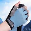 Summer Men Women Fitness Gloves Gym Weight Lifting Cycling Yoga Training Thin Breathable Antiskid Half Finger Gloves, Size:M(Light Blue)
