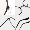 Retro Large Round Eyeglasses Metal Frame Anti Blue-ray Plain Glass Spectacles(Black)