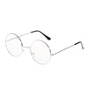 Retro Large Round Eyeglasses Metal Frame Anti Blue-ray Plain Glass Spectacles(Silver)