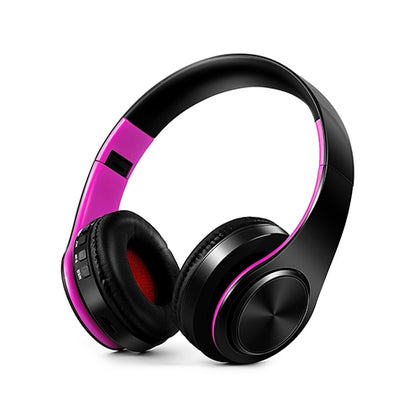 Headphones Bluetooth Headset Earphone Wireless Headphones Stereo Foldable Sport Earphone Microphone Headset Handfree MP3 Player(Black Rose)