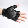 Children Punk Rivet Faux Leather Glove Kids DS Dancing Rock and Roll Jazz Half Finger Glove(Silver)