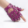 Children Punk Rivet Faux Leather Glove Kids DS Dancing Rock and Roll Jazz Half Finger Glove(Purple)