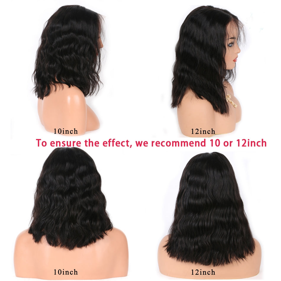 Lace Wigs Human Hair Natural Wave Non-remy Black Women Headgear(Natural Color)