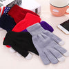 Winter Touch Screen Gloves Women Men Warm Stretch Knit Mittens Imitation Wool Thicken Full Finger Gloves(B-Grey)