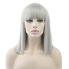 Short Straight Heat Resistant Synthetic Hair Gray Nature Black Women Party Cosplay Wigs, Random Color Delivery