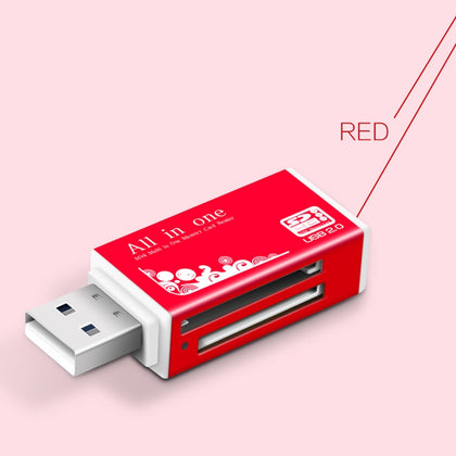 Multi in 1 Memory SD Card Reader for Memory Stick Pro Duo Micro SD,TF,M2,MMC,SDHC MS Card(Red)