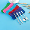 ASD88 4 Pcs/Set Stainless Steel Fork Spoon Chopsticks Travel Camping Cutlery Tools Tableware(Pink)