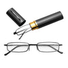 Reading Glasses Metal Spring Foot Portable Presbyopic Glasses with Tube Case +1.50D(Black )