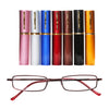 Reading Glasses Metal Spring Foot Portable Presbyopic Glasses with Tube Case +1.50D(Brown )