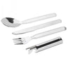 4 PCS/Set Portable Tableware Outdoor Picnic Utensils Set Stainless Steel Spoon Fork Knife Dinnerware Camping Cooking(Silver)