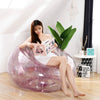Portable PVC Inflatable Home Lazy Sofa Transparent Sequin Outdoor Lounge Chair(Purple)