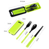 3 in 1 ABS Folding Dinnerware Cutlery Fork Chopsticks Set with Storage Box Outdoor Camping Hiking Traveling Tableware Set(Green )