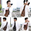 Waterproof Leisure PU Leather Single Shoulder Bag Men Chest Bag with USB Charging Port and Headphone Hole(Light Brown)
