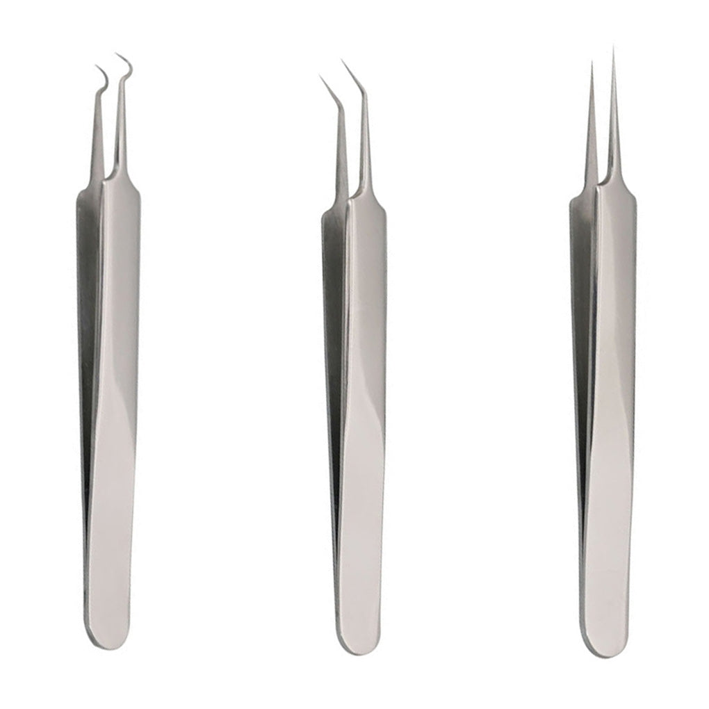 Stainless Steel Straight Bend Curved Blackhead Acne Clip Tweezer Pimple Remover(Curved Clip)