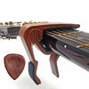 2 in 1 Solid Wood Folk Music Guitar Capo + Pick Set(Dark Wood)