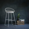 Simple High Stool Creative Casual Nordic Ring Cafe bBar Table and Chair, Size:High 65cm(Silver White)
