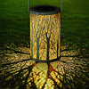 Outdoor Solar Wrought Iron Projection Lamp Hollow Wall Hanging Portable Garden Decorative Lamp, Style:Trunk