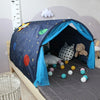 Children Home Bed Crawl Tunnel Game House Tent, Style:Blue with Mosquito Net