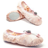 Crystal Satin Flower Decoration Dance Shoes Soft Sole Ballet Shoes Practice Dance Shoes For Children, Size: 29(Flesh Pink with Diamond)