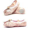 Crystal Satin Flower Decoration Dance Shoes Soft Sole Ballet Shoes Practice Dance Shoes For Children, Size: 33(Flesh Pink with Flower)