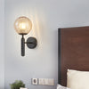 6102 Round Glass LED Wall Light Hotel Bedroom Bedside Living Room, Power source: 12W Warm Light(Copper Color Cream White Lampshade)