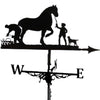 Outdoor Courtyard Roof Stainless Steel Spray Paint Weather Vane(Farmer And Horse)
