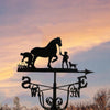 Outdoor Courtyard Roof Stainless Steel Spray Paint Weather Vane(Farmer And Horse)