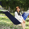 Thickened Canvas Hammock Outdoor Anti-rollover Portable Swing 190x80cm, Style: Bend Stick Blue