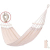 Thickened Canvas Hammock Outdoor Anti-rollover Portable Swing 190x80cm, Style: Bend Stick Blue White