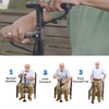 Multifunctional Folding Double-Handle Elderly Crutches Aluminum Alloy Elderly Power-Assisted Walking Sticks Four-Legged Walking Sticks With Lights, Length: 86-98cm(Black)