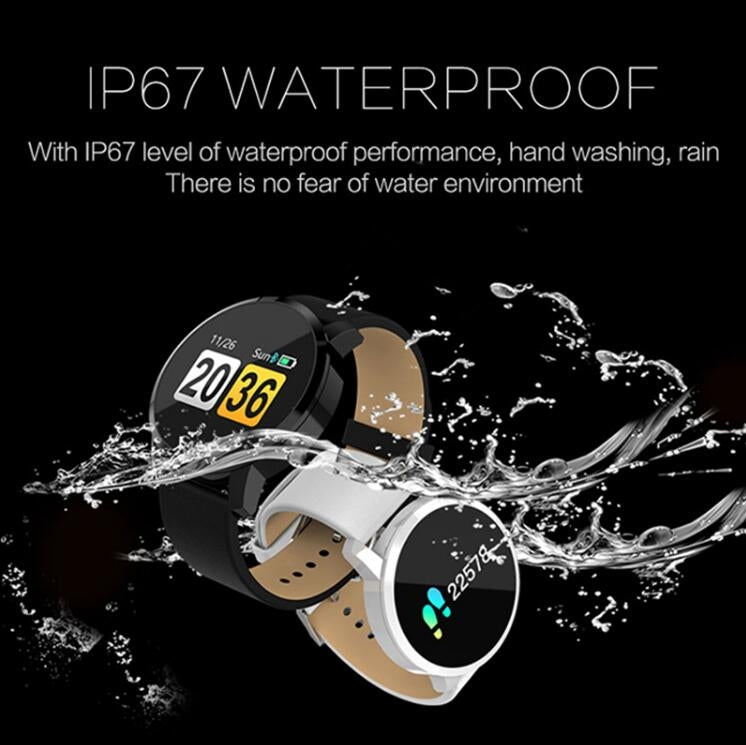 Q8 OLED Color Screen Fashion Smart Watch  IP67 Waterproof, Support Heart Rate Monitor / Blood Pressure Oxygen / Fitness Tracker(Silver steal strap)