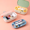 PP Oval Household Multifunctional Needle And Thread Storage Box Set(Blue Pink)
