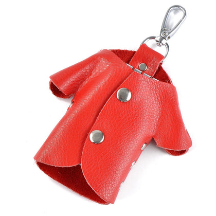 Car Key Wallet Holder Genuine Leather Unisex Key Organizer Bag(Red)