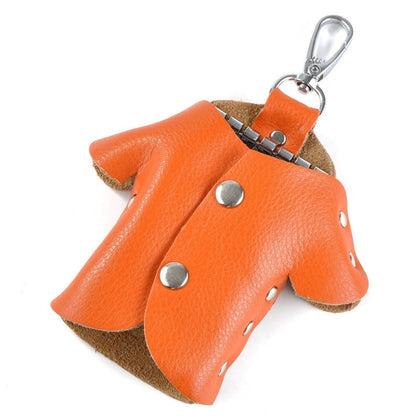 Car Key Wallet Holder Genuine Leather Unisex Key Organizer Bag(Orange)
