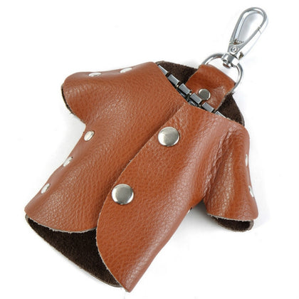 Car Key Wallet Holder Genuine Leather Unisex Key Organizer Bag(Yellow)