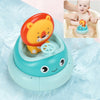 Children Bathroom Electric Rotating Cup Water Spray Bathing Puzzle Water Toy(Blue Lion)