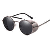 Retro Round Metal Sunglasses Unisex Design UV Protection Glasses(Black+Grey)