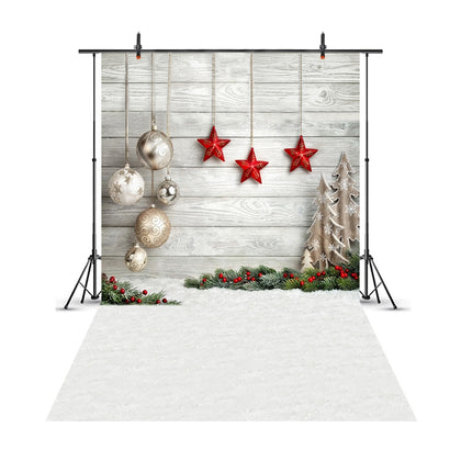 1.5m x 2.1m Snow Ground Wooden Wall Party Festival Setting Photography Background Cloth