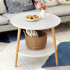 Creative Round Coffee Table Bedside Table Modern Minimalist Double Side Table, Size:60x52cm, Color:White