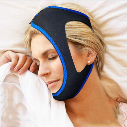 2 PCS Triangular Shackles with Chin Straps for Men and Women to Prevent Snoring(Blue)