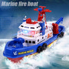 Electric Fishing Fire Boat Baby Shower Toy with Water Spray & Light & Sound Function