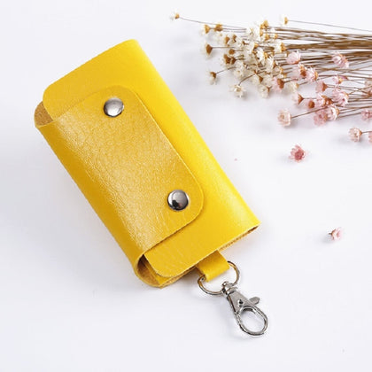 2 PCS Leather Car Key Cover Key Case(Yellow)