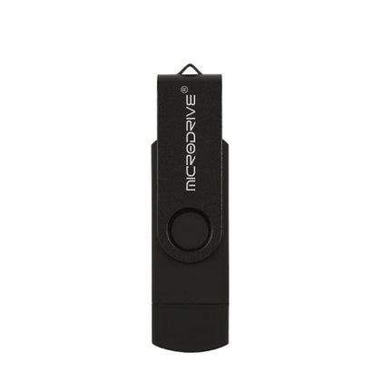 MicroDrive 64GB USB 2.0 Phone and Computer Dual-use Rotary OTG Metal U Disk (Black)