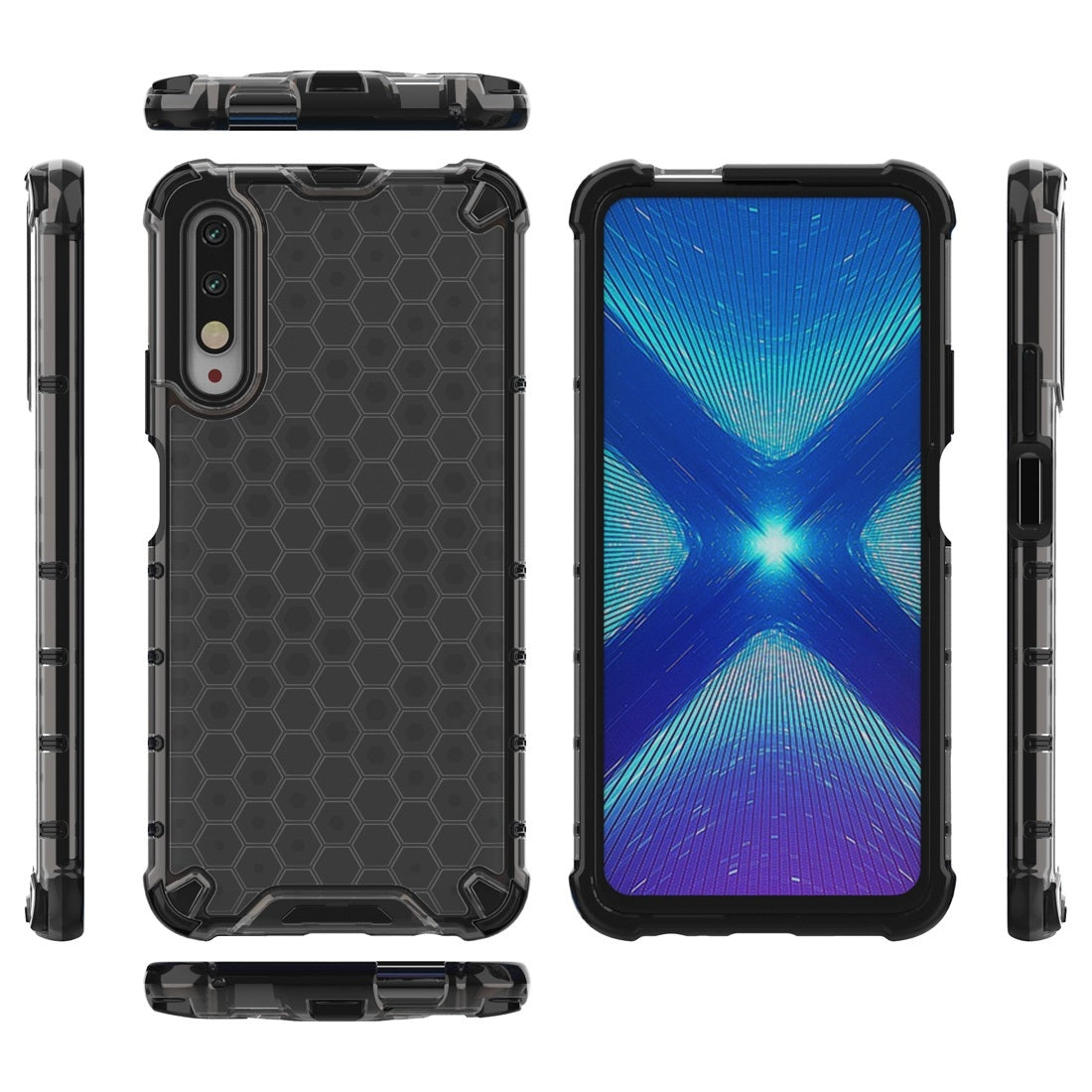 For Huawei Honor 9X / 9X Pro Shockproof Honeycomb PC + TPU Case (Black)