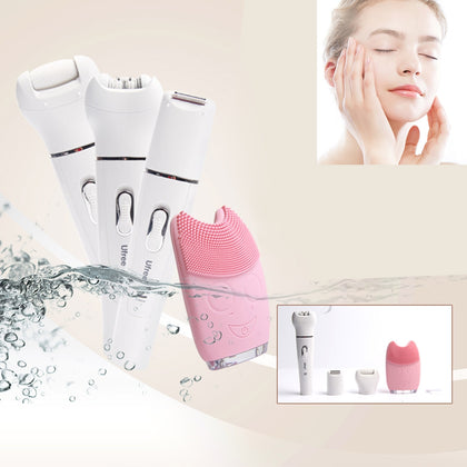 Ufree U-311 5 in 1 Beauty Tools Kit Cleansing Instrument Electric Plucking Device Shaving Knife Scrub Dead Skin Machine, (EU Pulg)