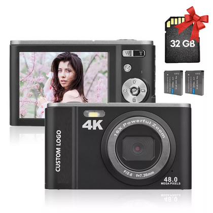 48MP 4K Digital Camera 2.8-inch 16X Zoom Auto Focus face detection compact video cameras with 32GB Memory Card