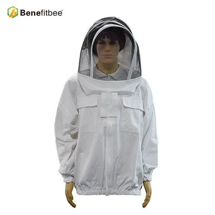 Beekeeping Jacket with Net Protective Veil Smock Bee Suit Coat