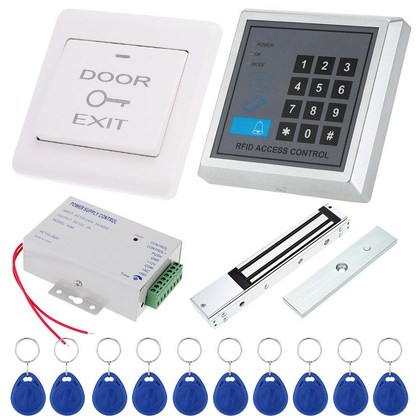 125Khz Rfid Keypad Access Control System Kit + Electronic Magnetic Door Lock + Power Supply + 10Pcs Keys