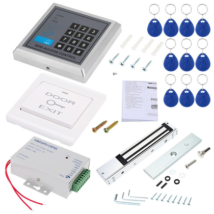 125Khz Rfid Keypad Access Control System Kit + Electronic Magnetic Door Lock + Power Supply + 10Pcs Keys