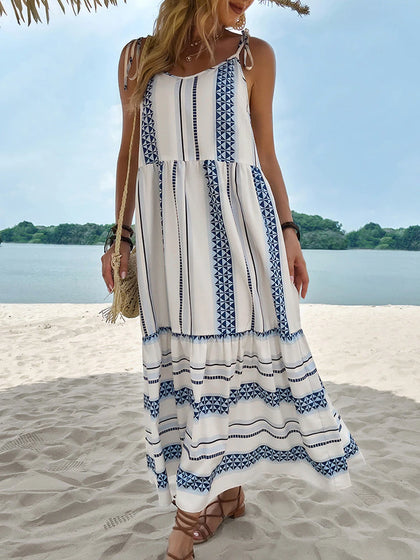 Summer Casual Loose Waist Beach Boho Dress Fashion Print